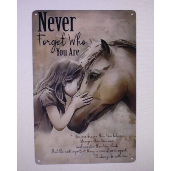 "Never Forget Who You Are" 7.75" X 11.5" Tin Sign Horse Theme Home Decor Gift - Picture 1 of 7